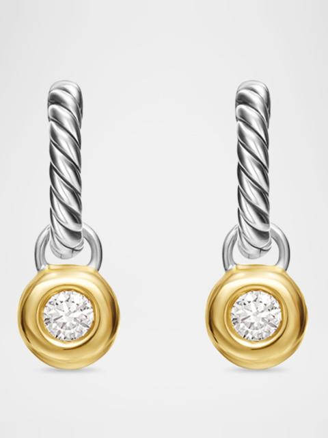 DAVID YURMAN Petite Modern Cable Huggie Drop Earrings with Diamonds in Silver with 18K Gold