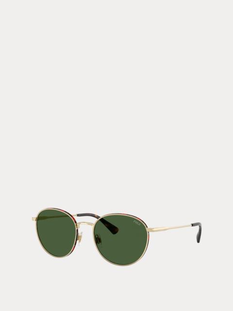 Polo Ralph Lauren Plaid-Accent Round Metal Sunglasses