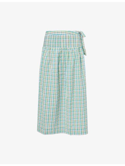 DAMSON MADDER. Josie Checked Cotton Midi Skirt