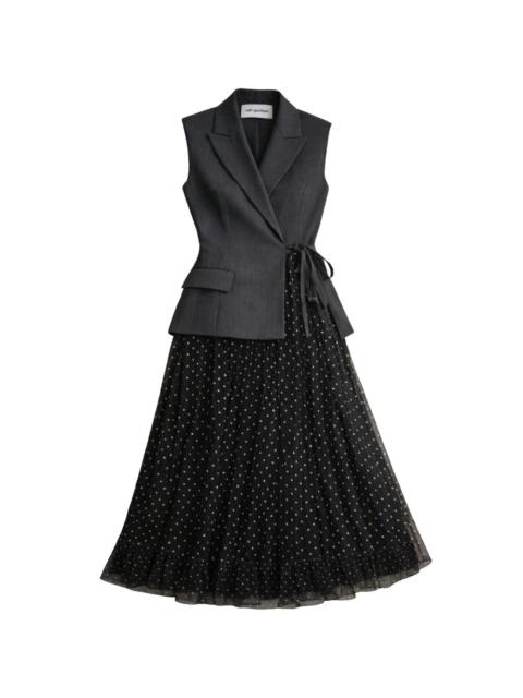 self-portrait button scalloped midi dress