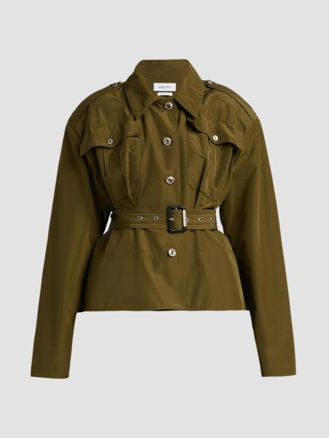 Alexander McQueen Women's Belted Crop Trench Jacket - Grass Green