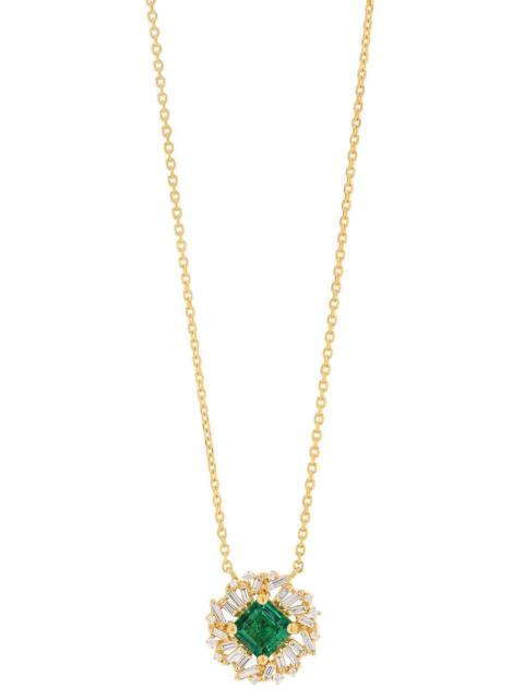 SUZANNE KALAN Emerald Diamond Pendant Necklace