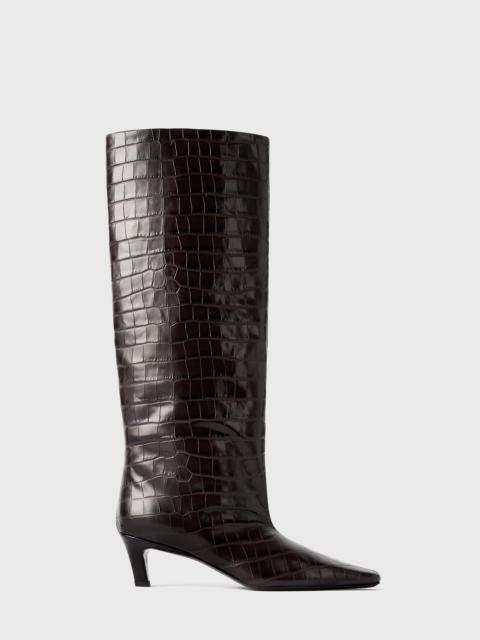 TOTEME The Wide Shaft Boot dark brown croco