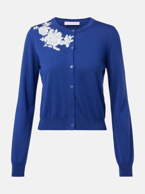 CAROLINA HERRERA Embroidered silk and cotton cardigan