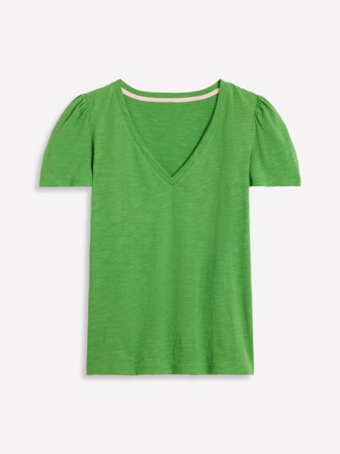 BODEN Sophie V-neck Slub T-shirt-Paradise Green