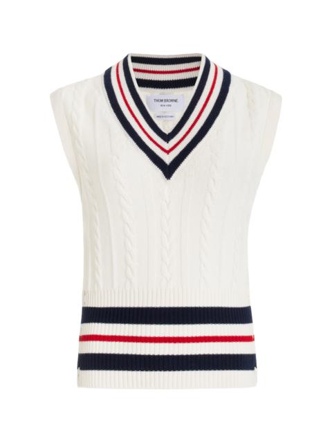Thom Browne Cable-Knit Cashmere Vest white