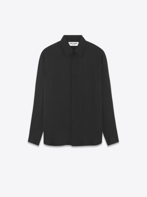 SAINT LAURENT yves collar shirt in matte and shiny shagreen silk