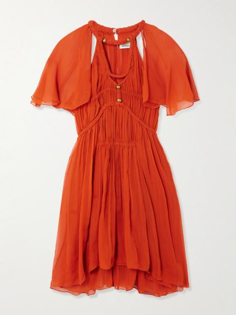 Isabel Marant Randalia Embellished Cutout Printed Silk-crepon Mini Dress