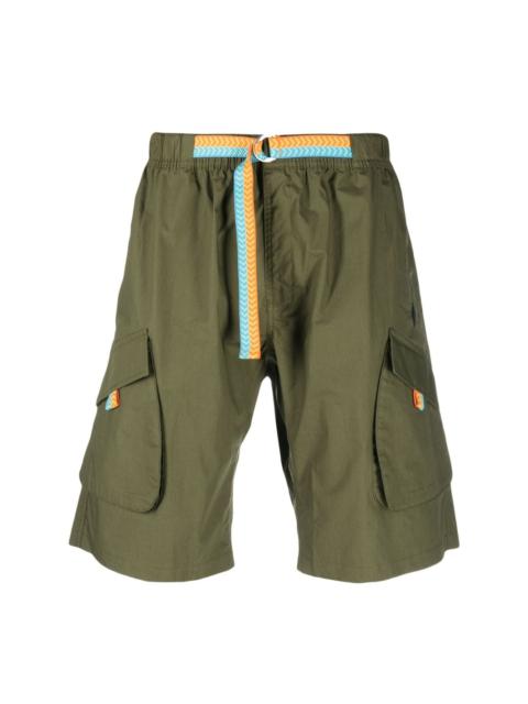 contrasting-belt cotton cargo shorts