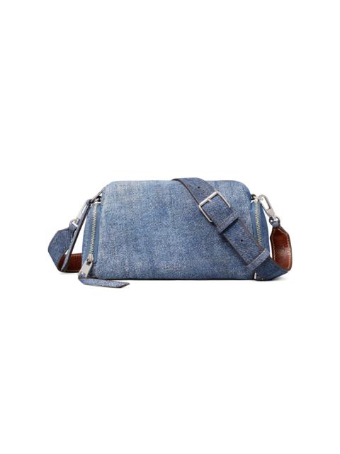 TORY BURCH Women's Perry Denim-Print Suede Crossbody Bag - Blue Jean
