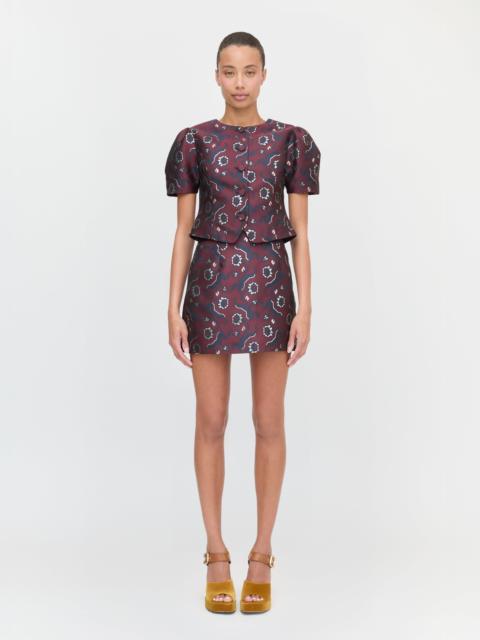 Hill House Home The Hallie Skirt - Burgundy Baroque Jacquard