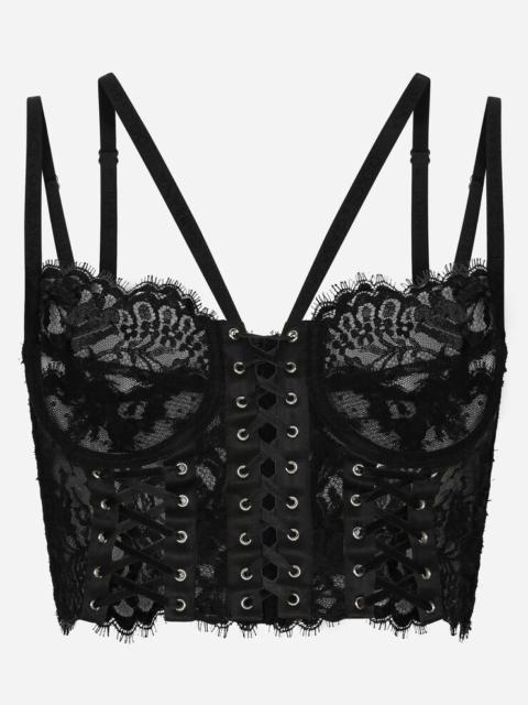 Lace lingerie corset with straps and eyelets