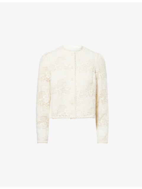 ME+EM Boxy-Fit Round-Neck Cotton-Lace Jacket