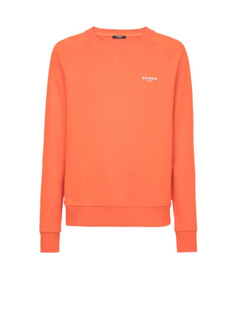 Balmain Eco-designed cotton sweatshirt with small flocked Balmain Paris logo