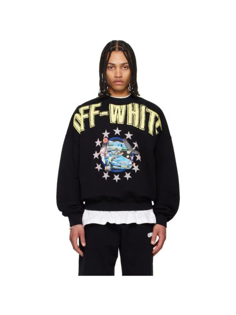 Black Fresco Star Over Crewneck Sweatshirt