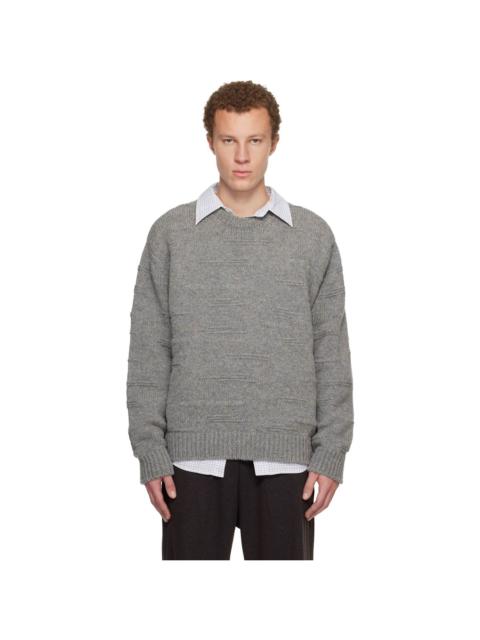 Wooyoungmi Gray Textured Stripe Wool Sweater