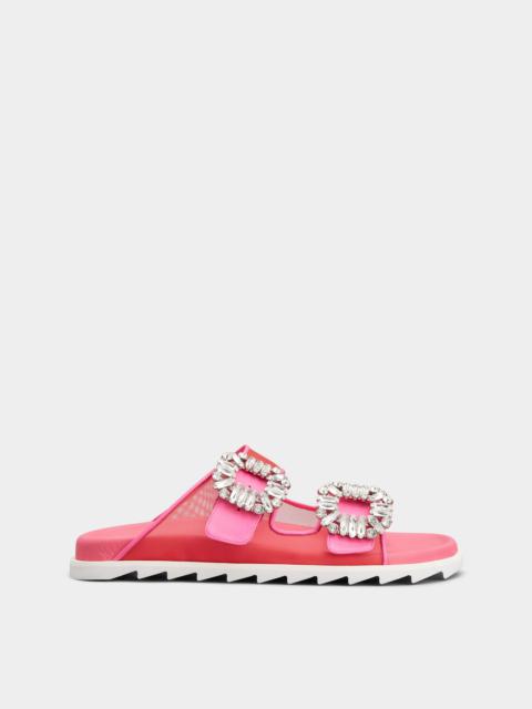 Roger Vivier Slidy Viv' Strass Buckle Mules in Fabric