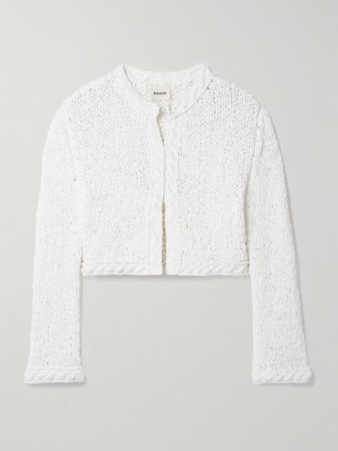 KHAITE Genevieve Cropped Open-knit Cotton-blend Cardigan