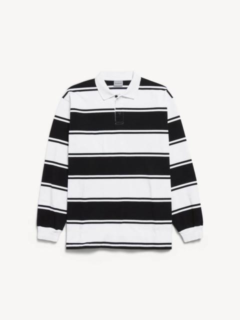 BALENCIAGA Men's Long Sleeve Polo in Black/white