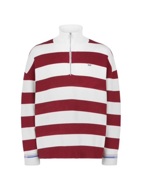 striped half-zip sweatshirt