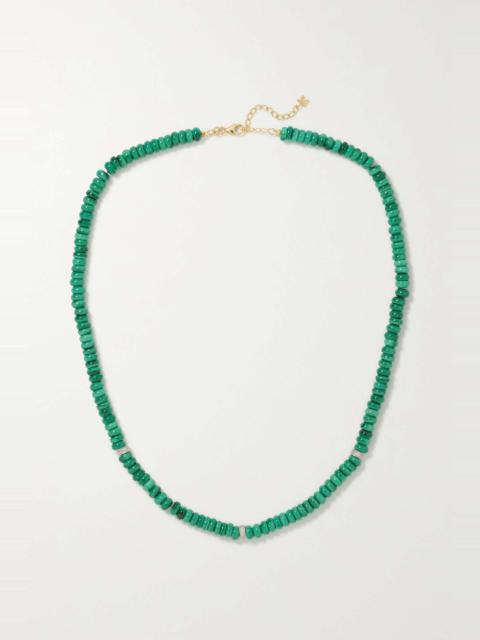 MATEO 14-karat gold, malachite and diamond necklace