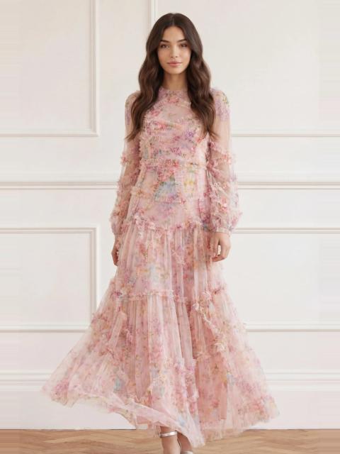 Needle & Thread Floral Diamond Ruffle Gown