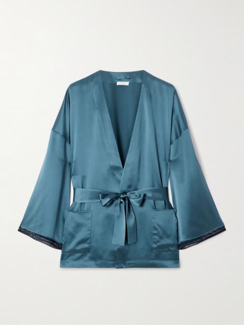 ERES Ondine Belted Lace-trimmed Silk-satin Robe