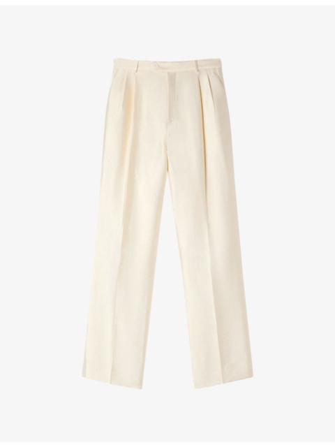 Sandro Straight-Leg High-Rise Satin Trousers