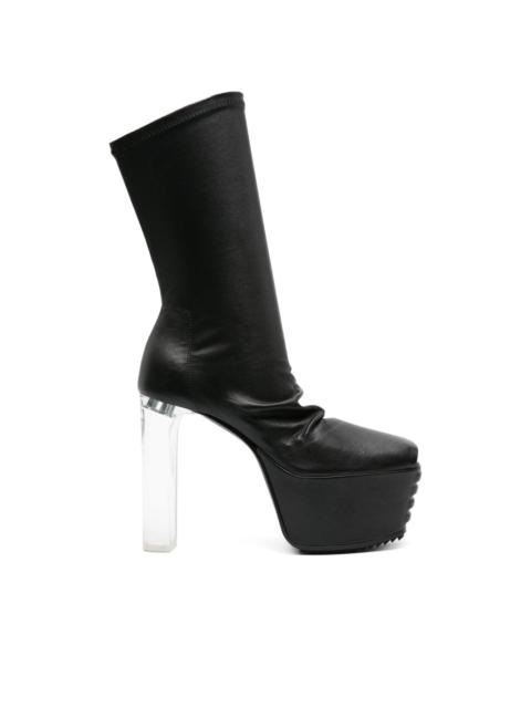 Rick Owens peep-toe leather mid-calf boots