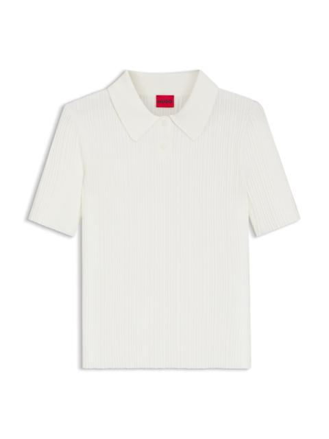 HUGO SLIM-FIT RIBBED SWEATER WITH POLO COLLAR
