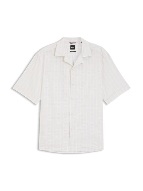 BOSS RELAXED-FIT CAMP-COLLAR SHIRT IN STRETCH COTTON POPLIN