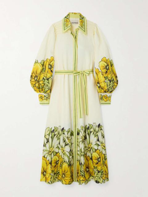 ALÉMAIS Gisela belted floral-print linen maxi shirt dress