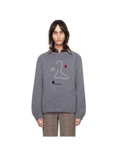 BODE Gray Doodle Sweater
