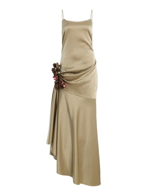 Alejandra Alonso Rojas Exclusive Draped Satin Gown green