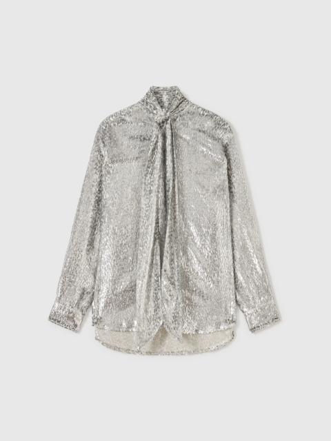 Stella McCartney Metallic Velvet Tie-Nneck Shirt