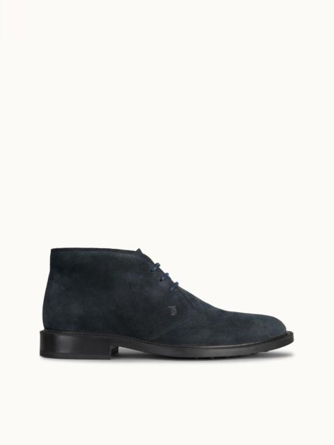 Tod's SHORT ANKLE BOOT IN SUEDE - BLUE