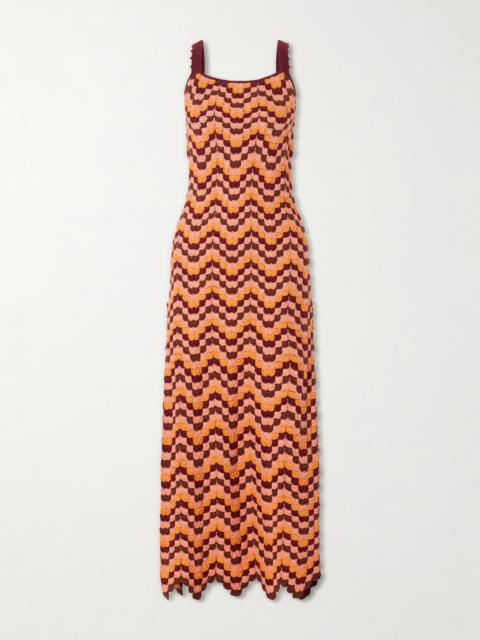 ESCVDO Marea Striped Crocheted Cotton Maxi Dress