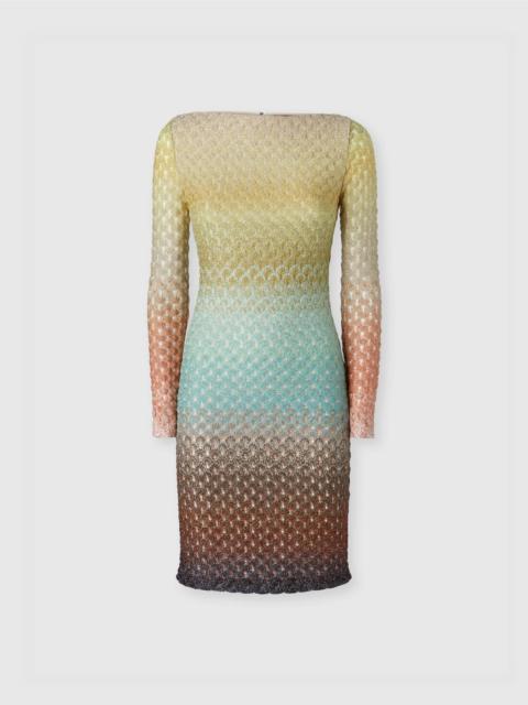 Missoni Long sleeve mini dress with boat neck in lace