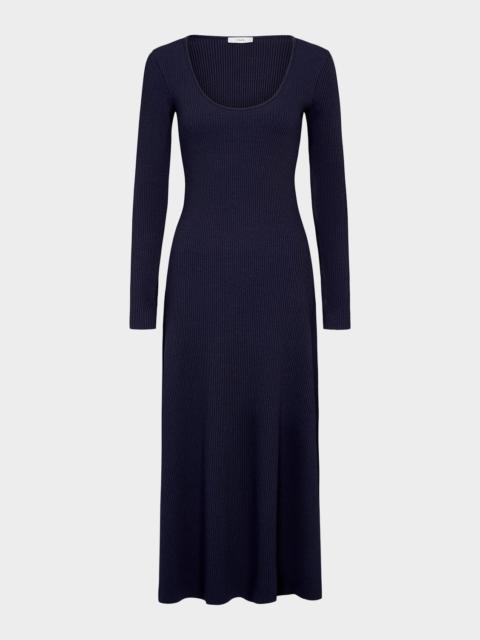 Vince Long-Sleeve Rib-Knit Midi Dress