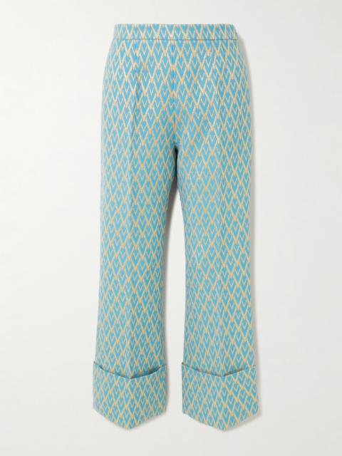 Valentino Metallic Wool-blend Jacquard Wide-leg Pants