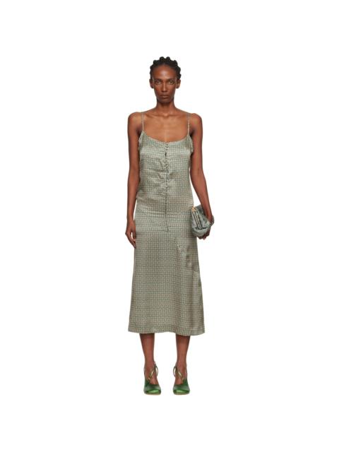 Dries Van Noten Green Argyle Midi Dress