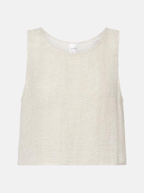 LESET Stella sequined linen-blend tank top