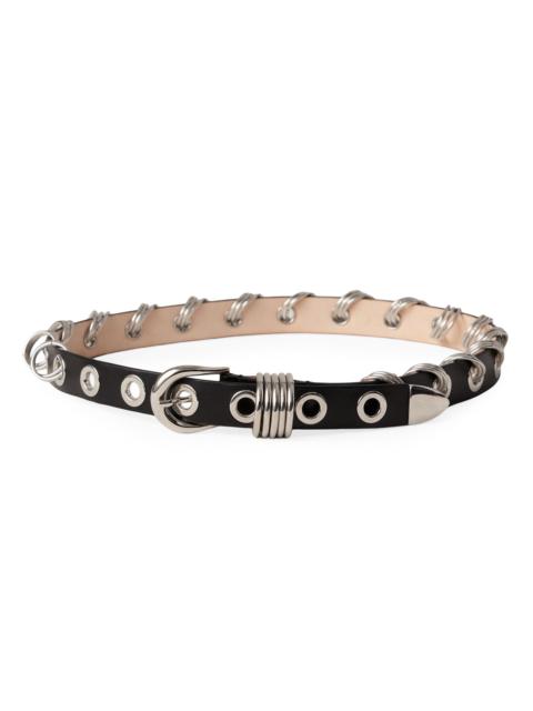 DÉHANCHE Women's Revenge Ring Leather Belt - Black Silver