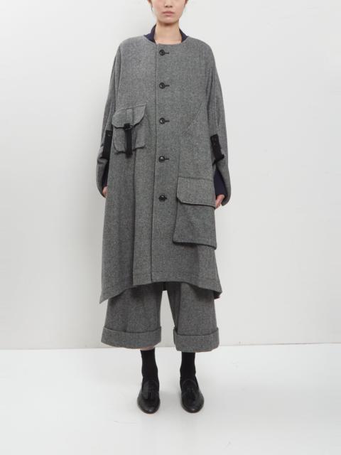Y's Collarless Twill Flannel Dolman Coat