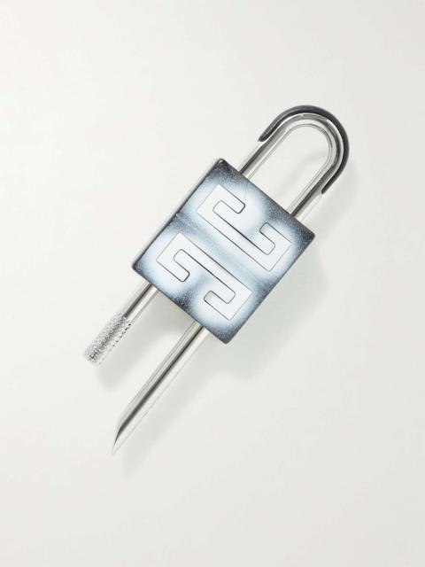 Logo-Detailed Leather-Trimmed Painted Padlock