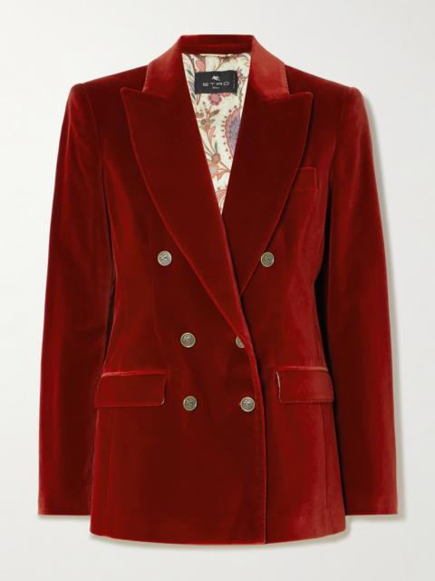 Etro Double-breasted Cotton-blend Velvet Blazer