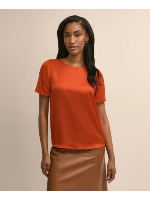 Brooks Brothers Short-Sleeve Top in Washable Silk Charmeuse
