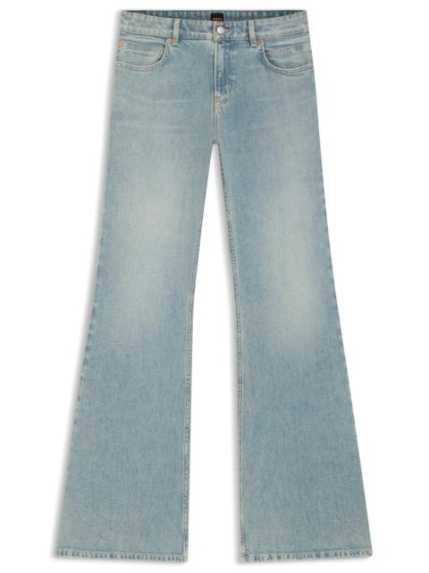 BOSS FLARED-LEG JEANS IN LIGHT-BLUE DENIM
