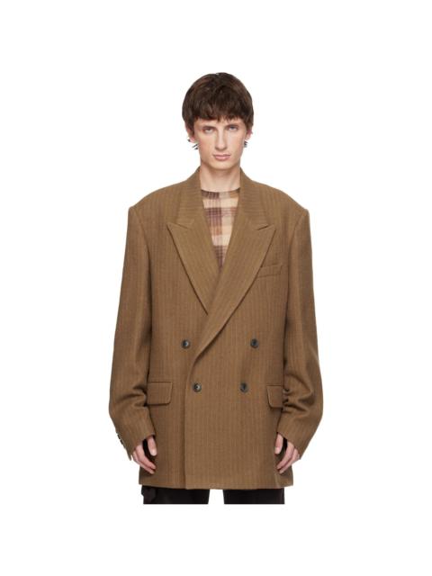Dries Van Noten Tan Pinstripe Blazer