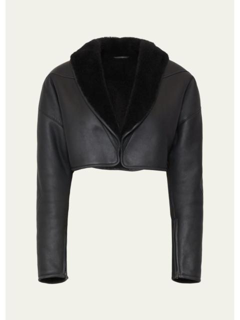 Max Mara Cropped Shawl-Collar Shearling Jacket
